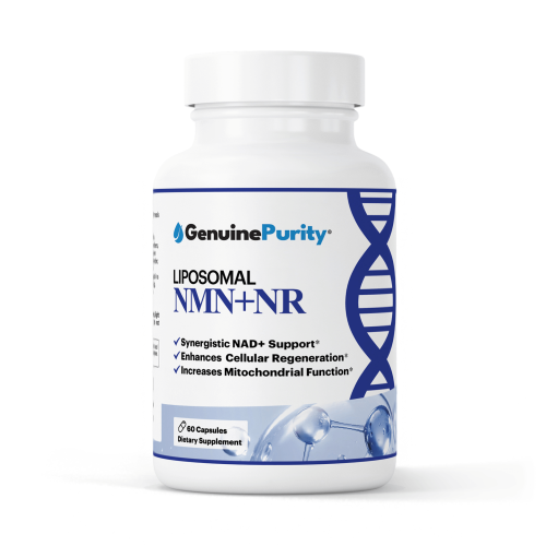 GenuinePurity® Liposomal NMN + NR – 500mg Dual NAD+ Precursors for Cellular Energy, DNA Health & Healthy Aging